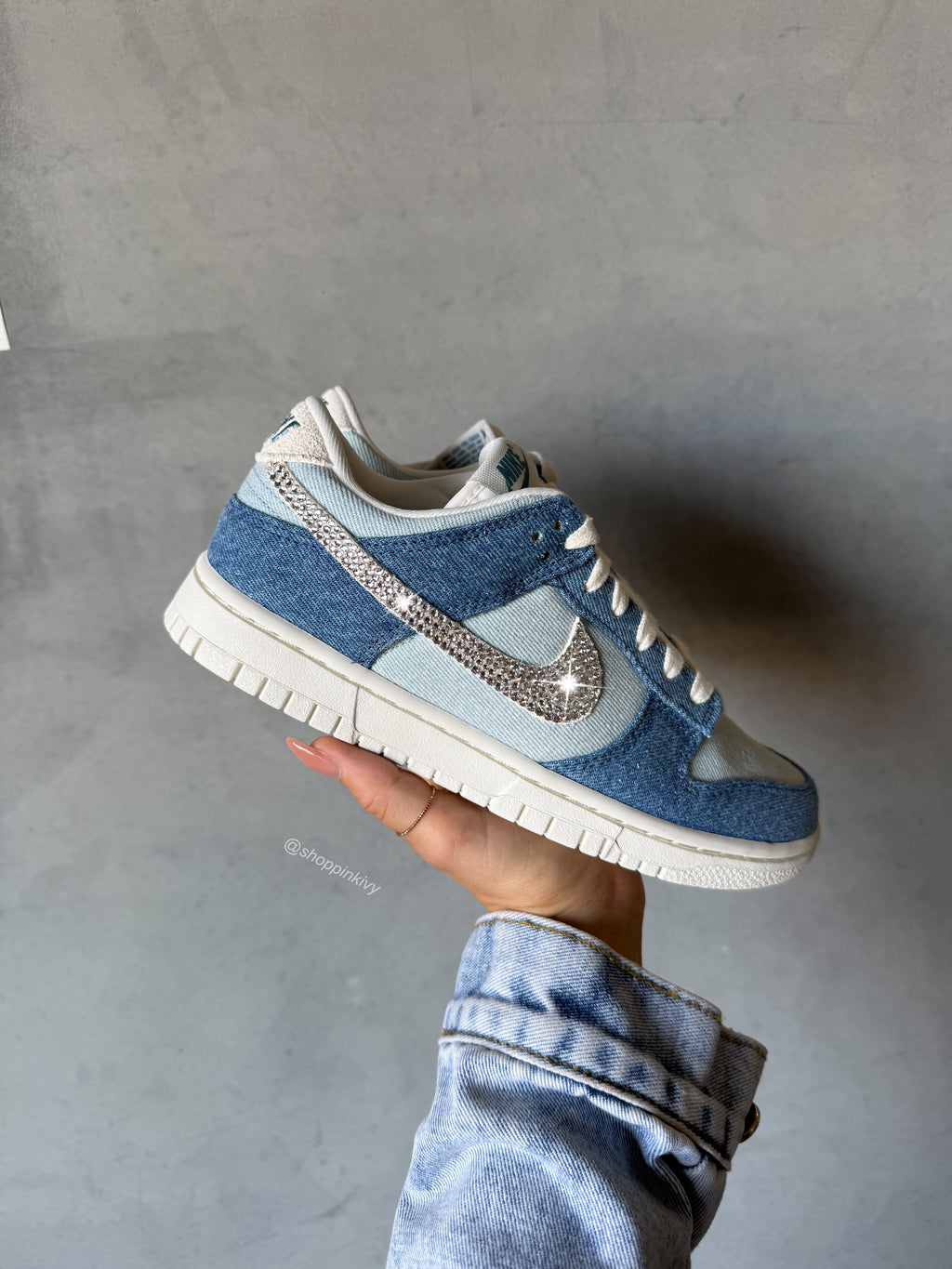 Special Edition Denim Swarovski Womens Nike Dunk Shoes