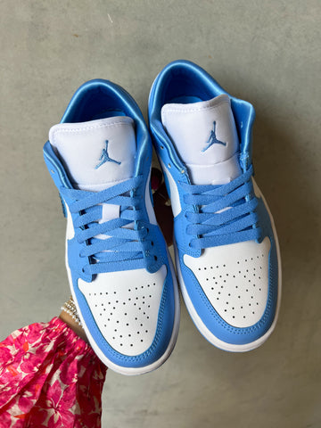 SIZE 7.5 Blue Swarovski Women’s Air Jordan 1 Low Shoes