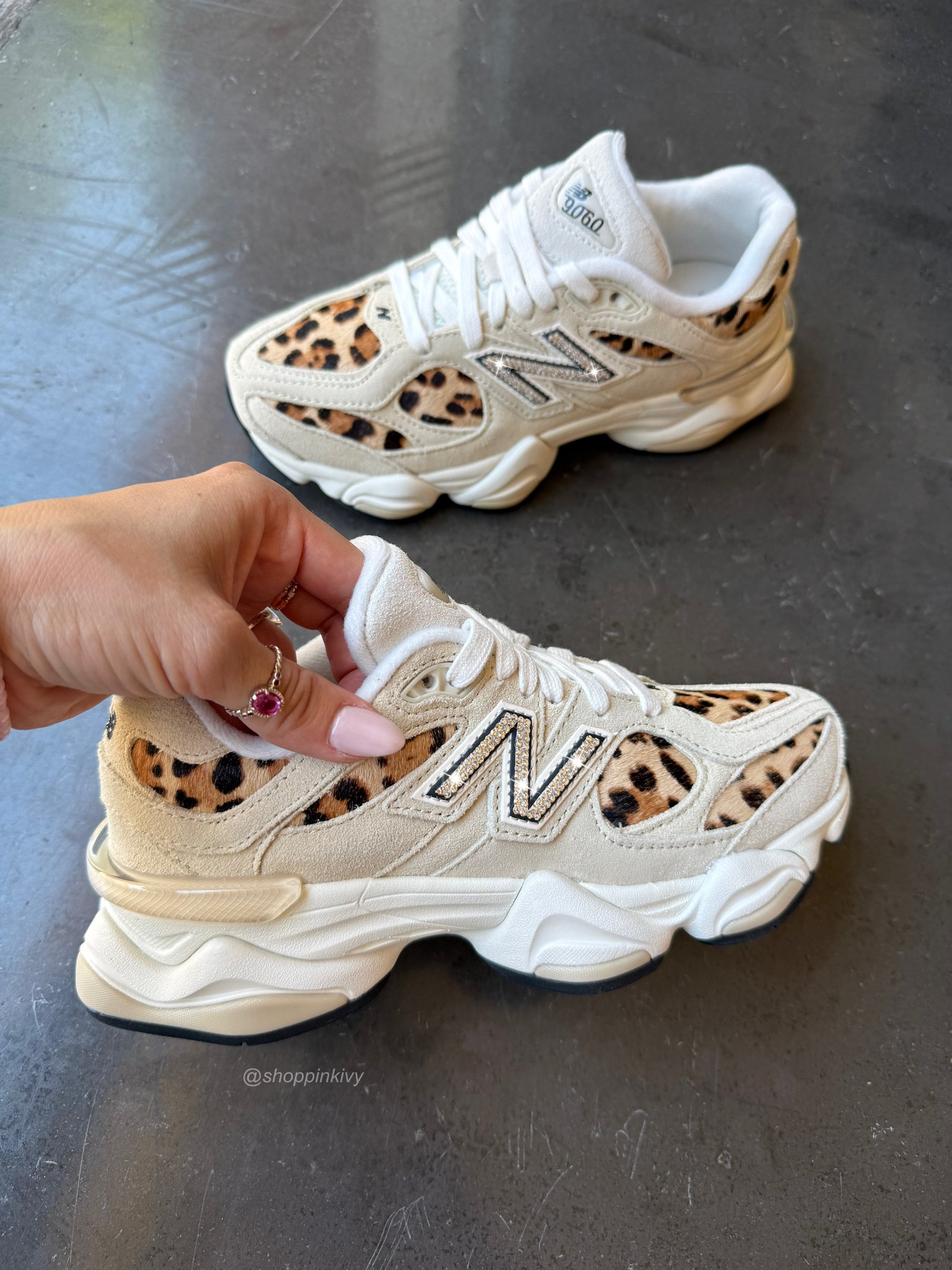 Tan Leopard Swarovski Women’s New Balance 9060