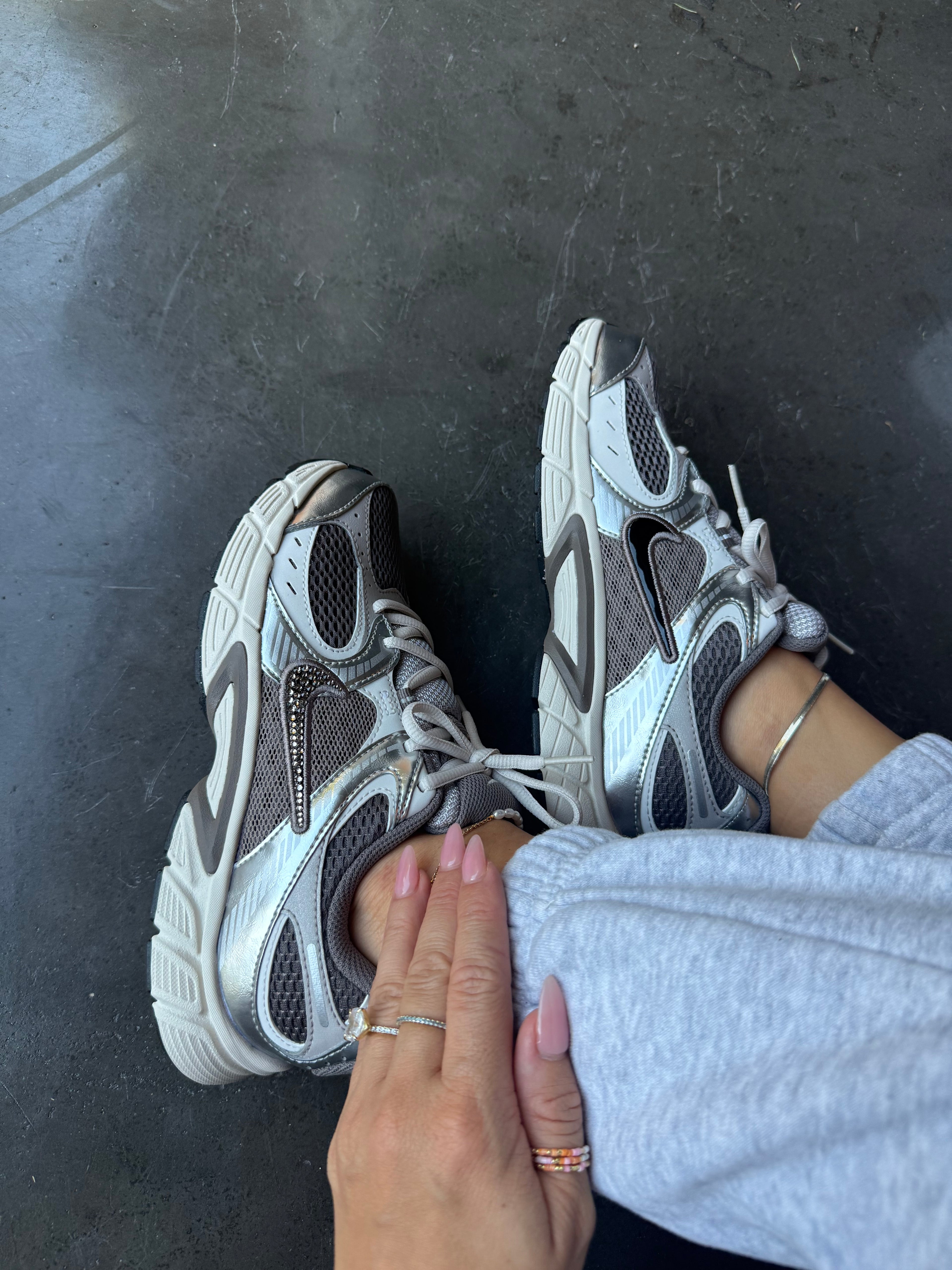 NEW Greige Metallic Swarovski Womens Nike Shoes