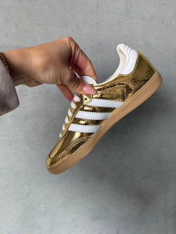 SIZE 7 Metallic Gold Swarovski Adidas Original Samba OG Christmas