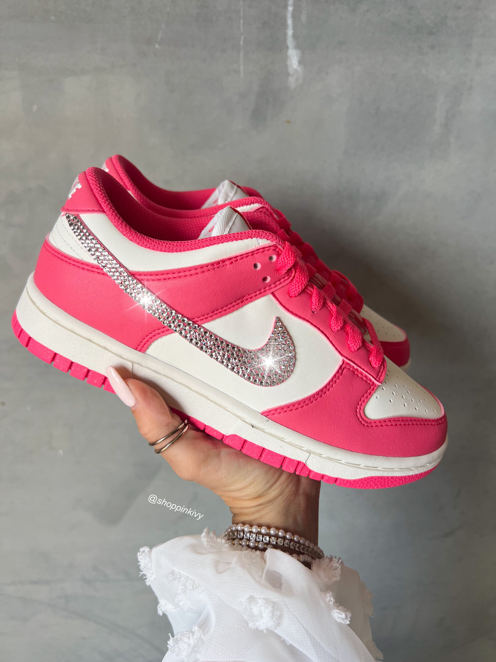 Watermelon Pink Swarovski Womens Nike Dunk Shoes