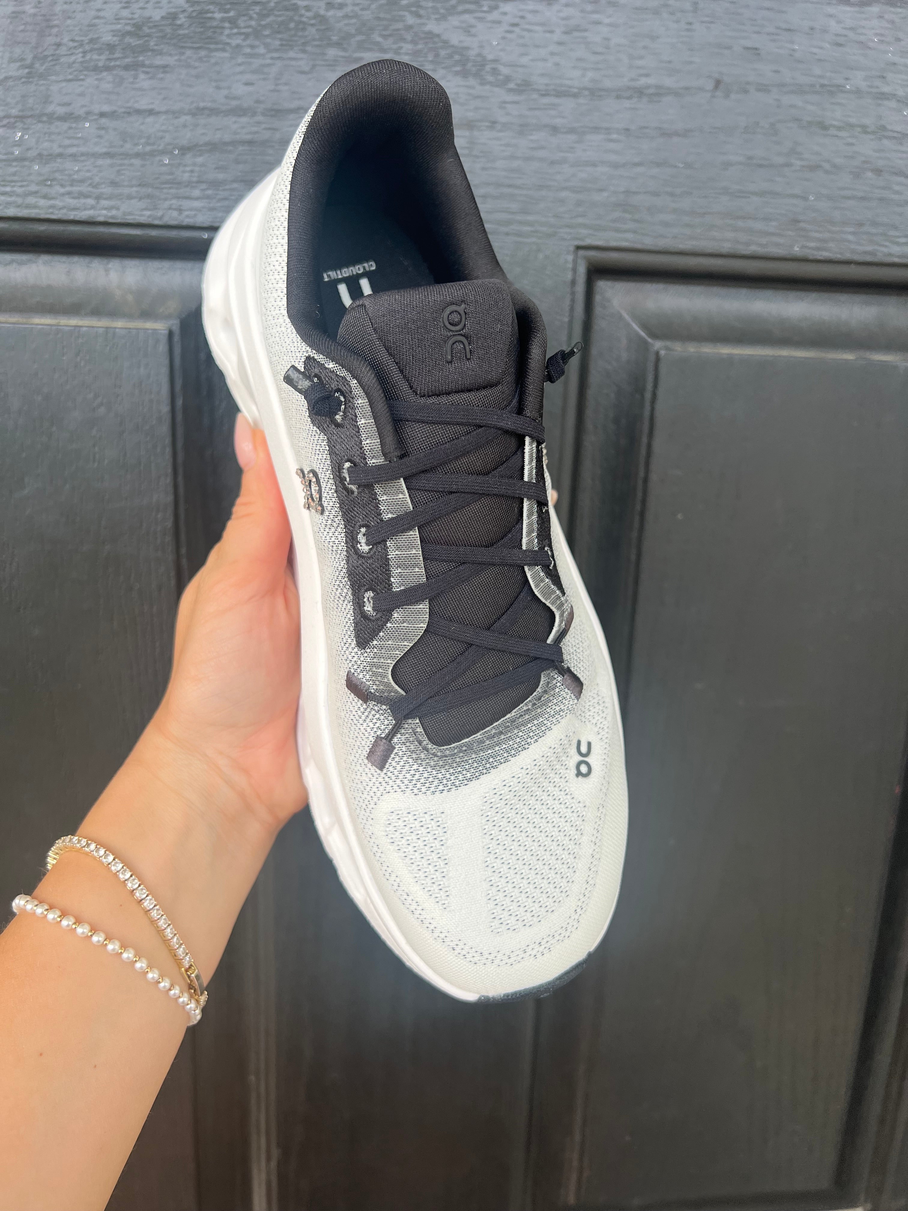 Black + White Ombre Swarovski On Cloudtilt Running Shoes