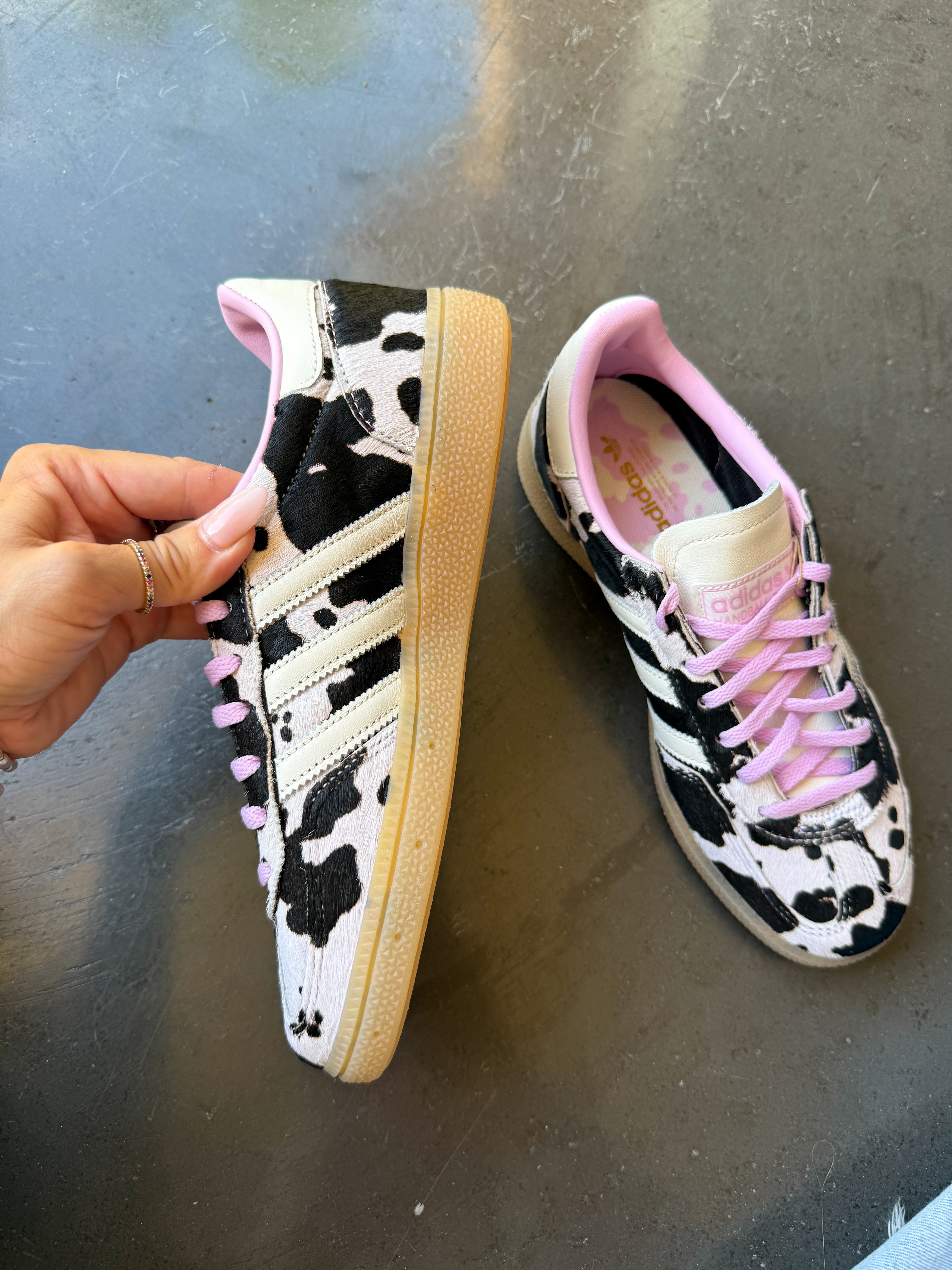 Pink Cow Print Swarovski Adidas Original Spezial Shoes