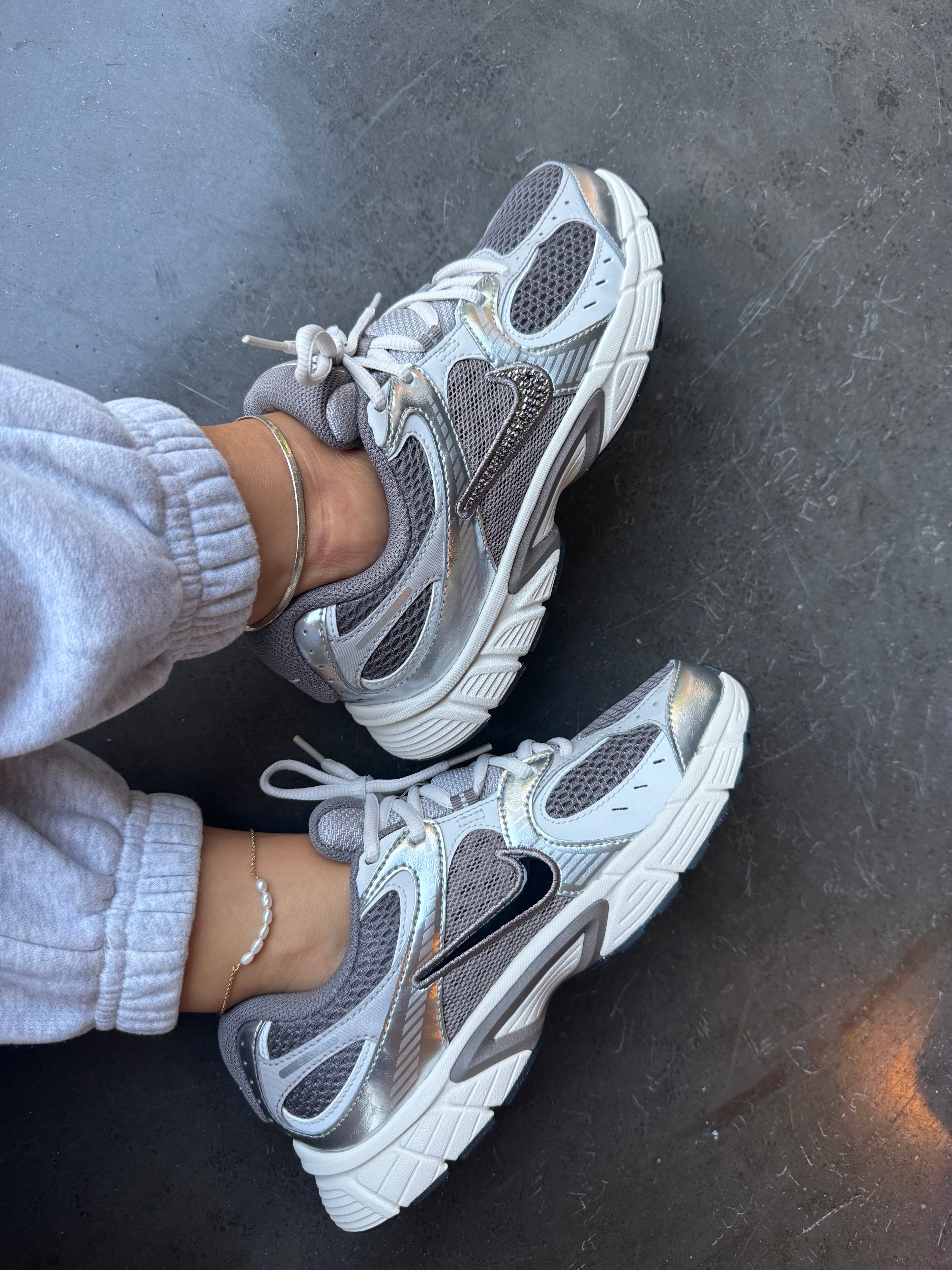 NEW Greige Metallic Swarovski Womens Nike Shoes