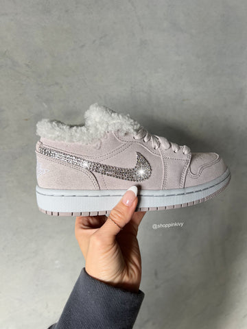 Sherpa Lined Swarovski Women’s Air Jordan Retro 1 Low Shoes