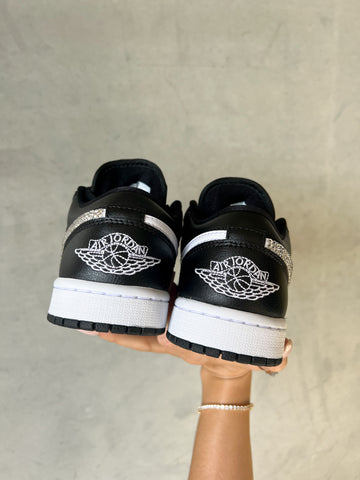 Black and White Swarovski Women’s Air Jordan 1 Low Shoes