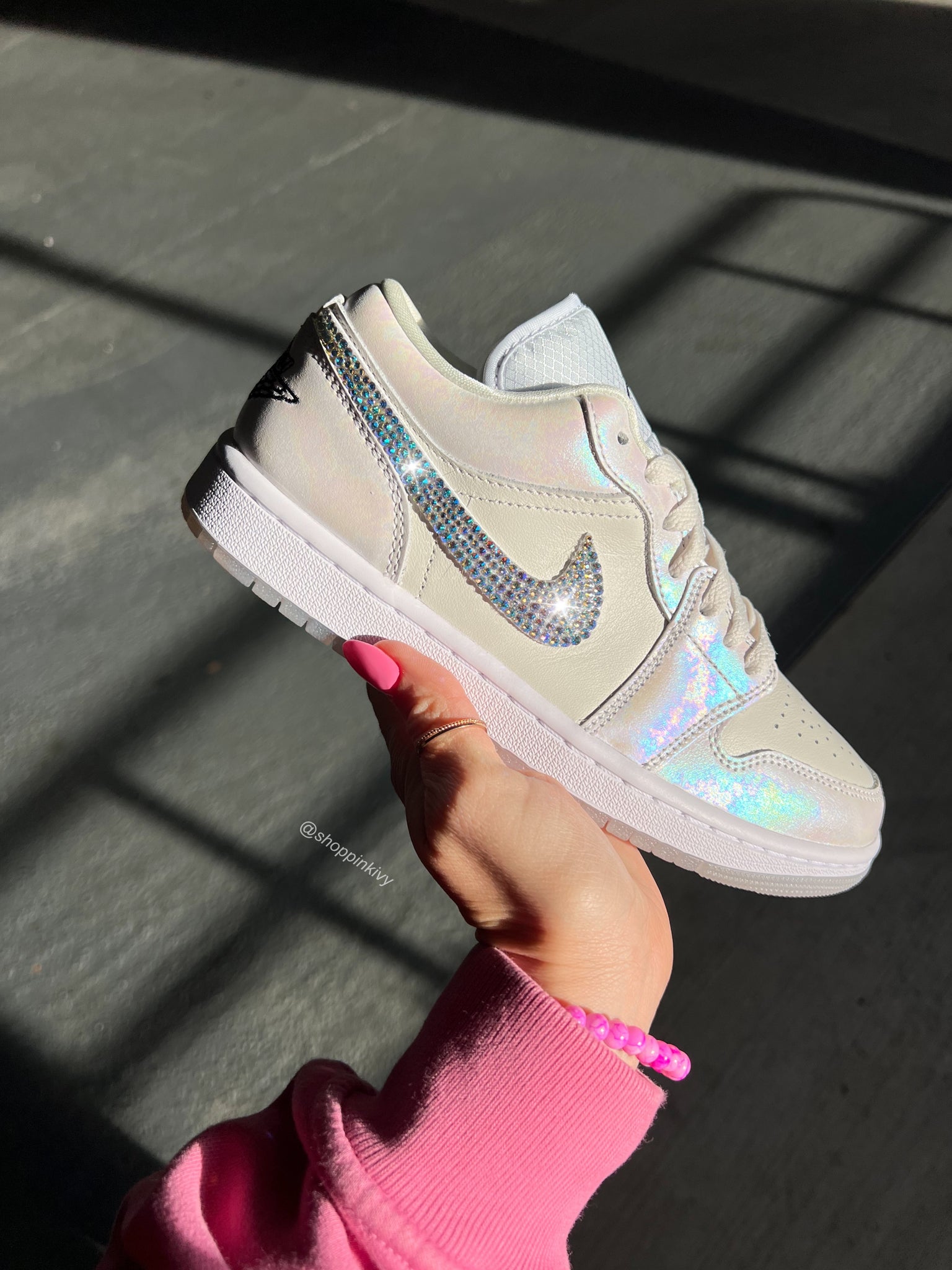 Special Edition Iridescent Swarovski Women’s Air Jordan 1 Low Shoes