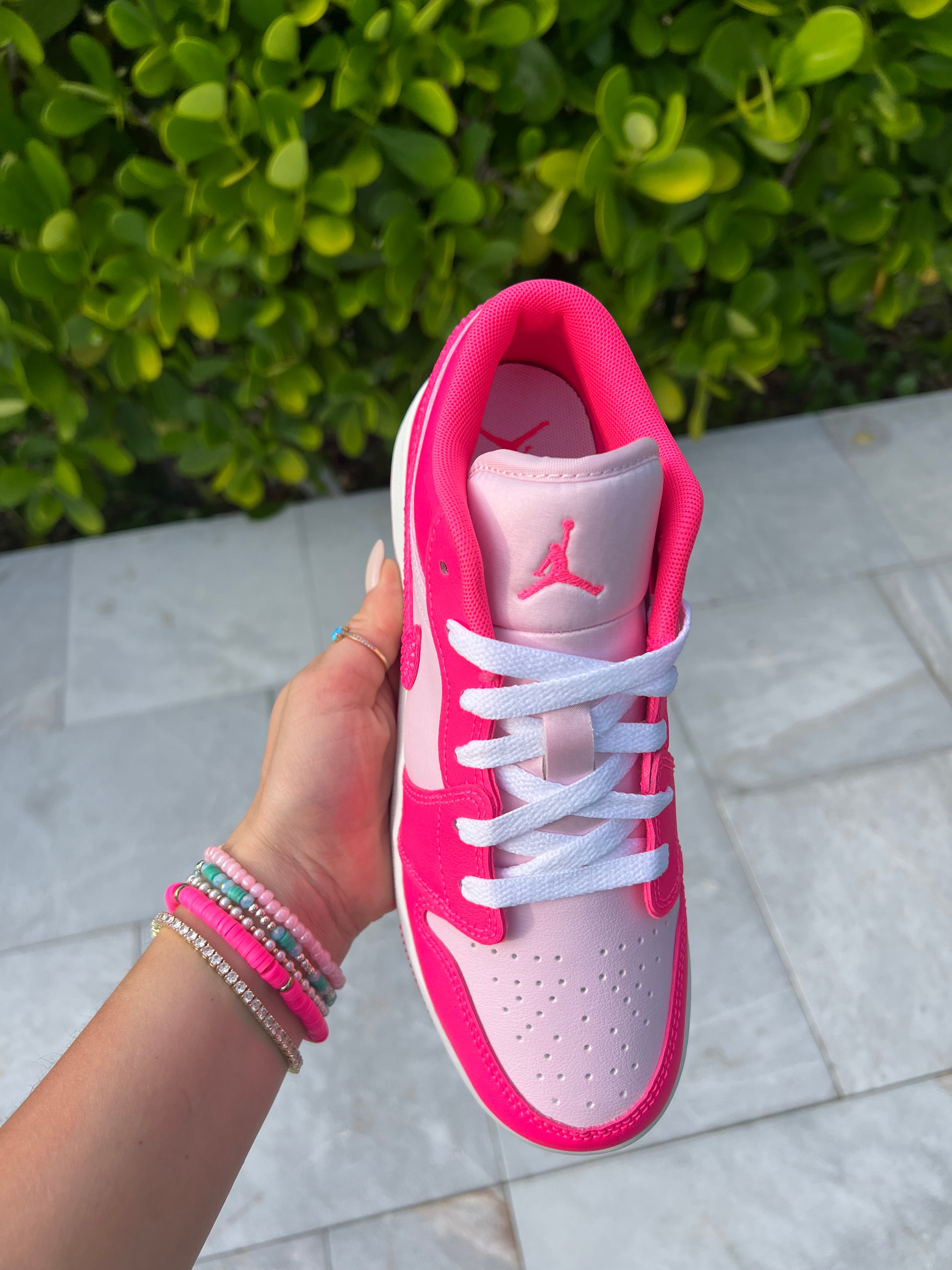 Neon Hot Pink Swarovski Women’s Air Jordan 1 Low Shoes
