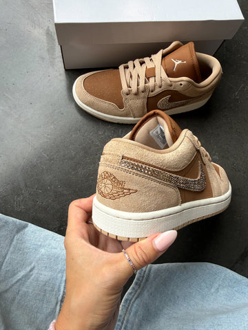NEW Fall Tan Swarovski Women’s Air Jordan 1 Low Shoes