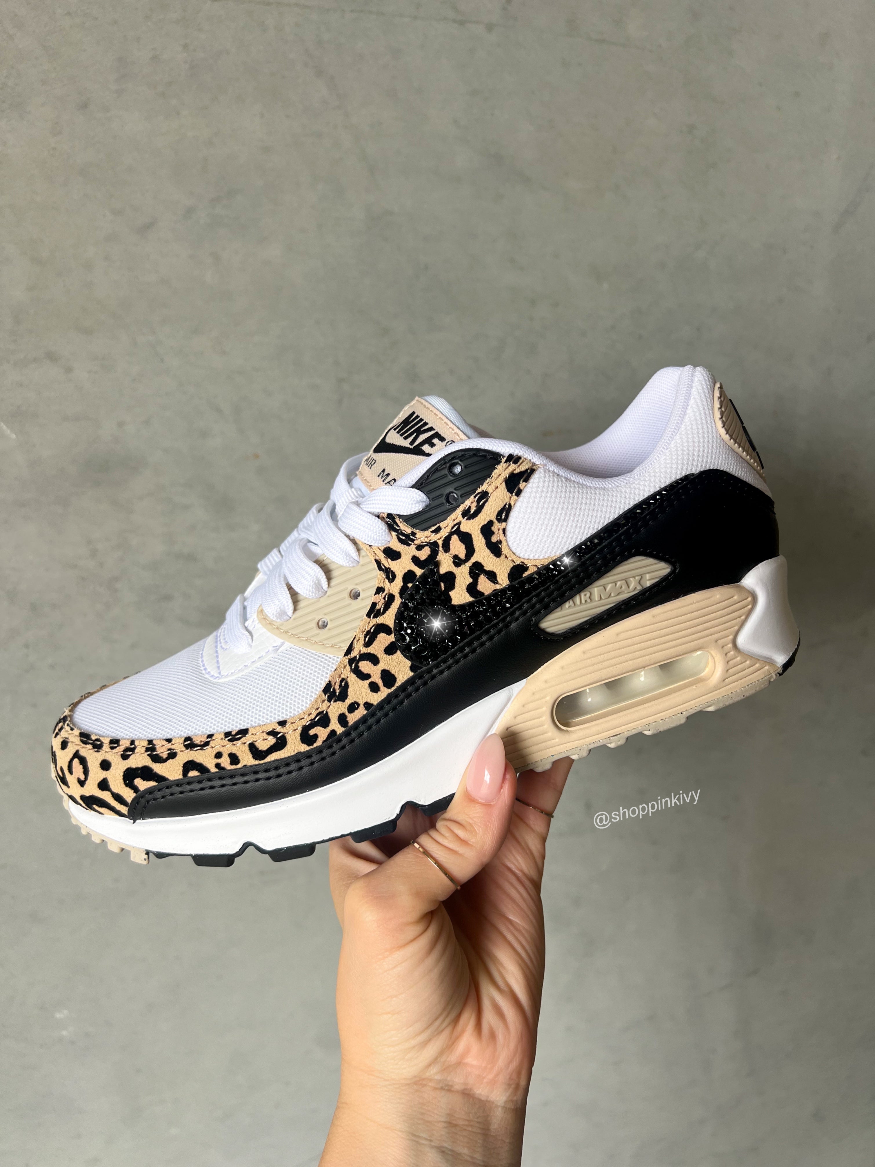 RE-STOCKED Leopard Animal Print Swarovski Womens Nike Air Max 90