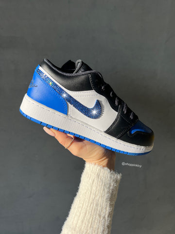 Blue Swarovski Women’s Air Jordan Retro 1 Low Shoes