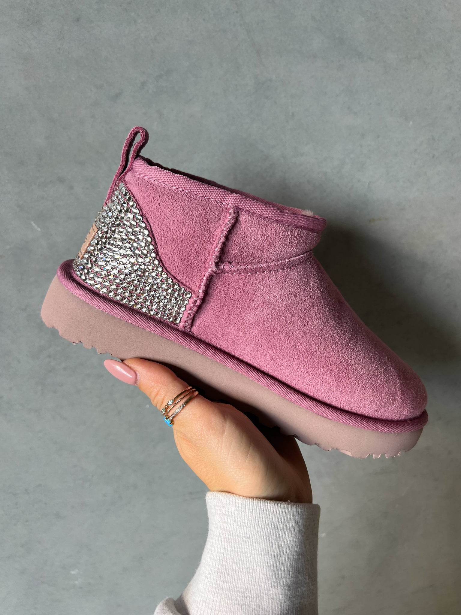 ‘24 Pink Ugg Boots Mini with Swarovski Crystals