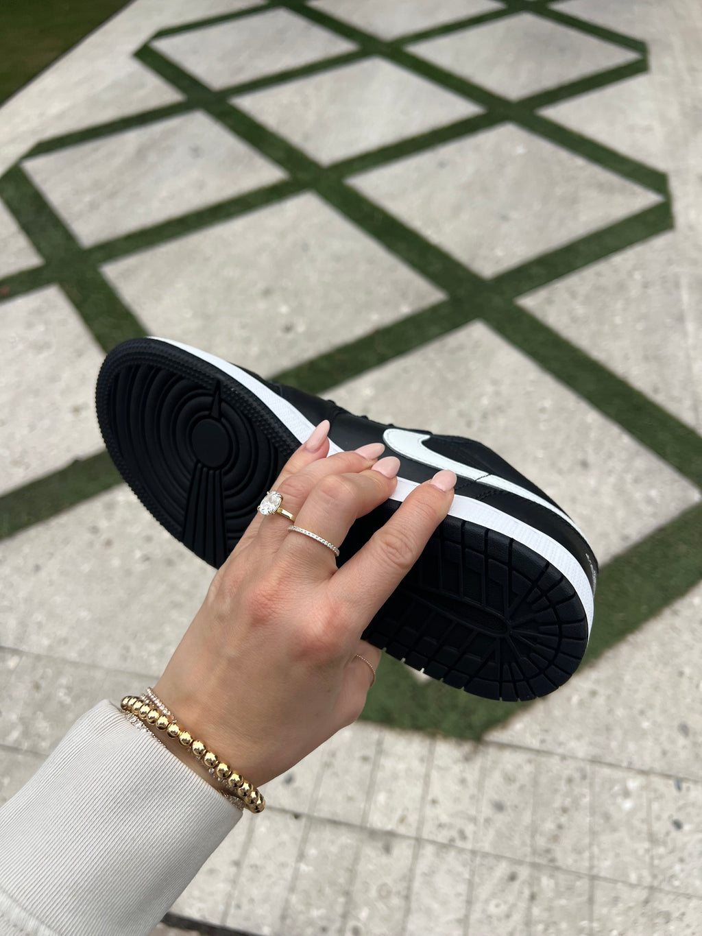 White and Black Swarovski Women’s Air Jordan 1 Low Shoes