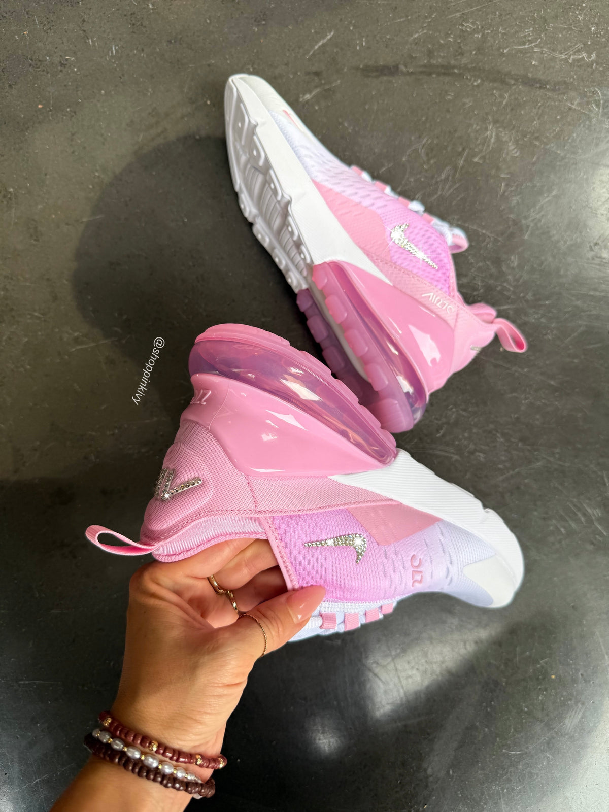 Pink Ombre Swarovski Nike Womens Girls Air 270