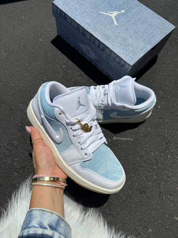 ✨NEW✨Denim Special Edition Swarovski Women’s Air Jordan 1 Low Shoes