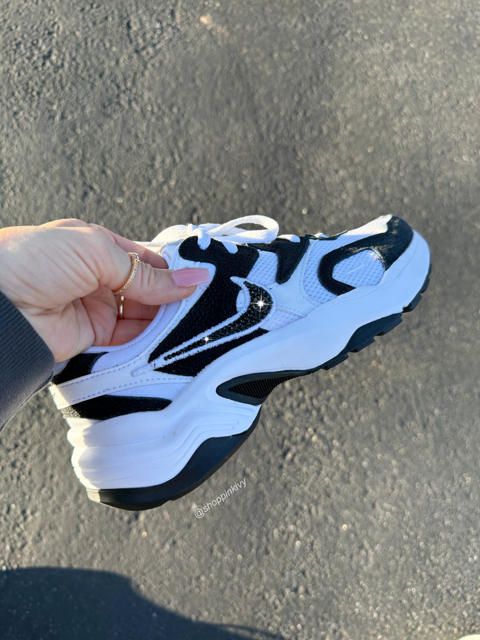 Zebra Black and White Swarovski Nike Women’s Shoes