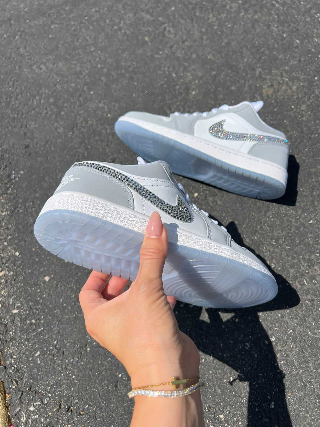 Blue Bottom Swarovski Women’s Air Jordan Retro 1 Low Shoes