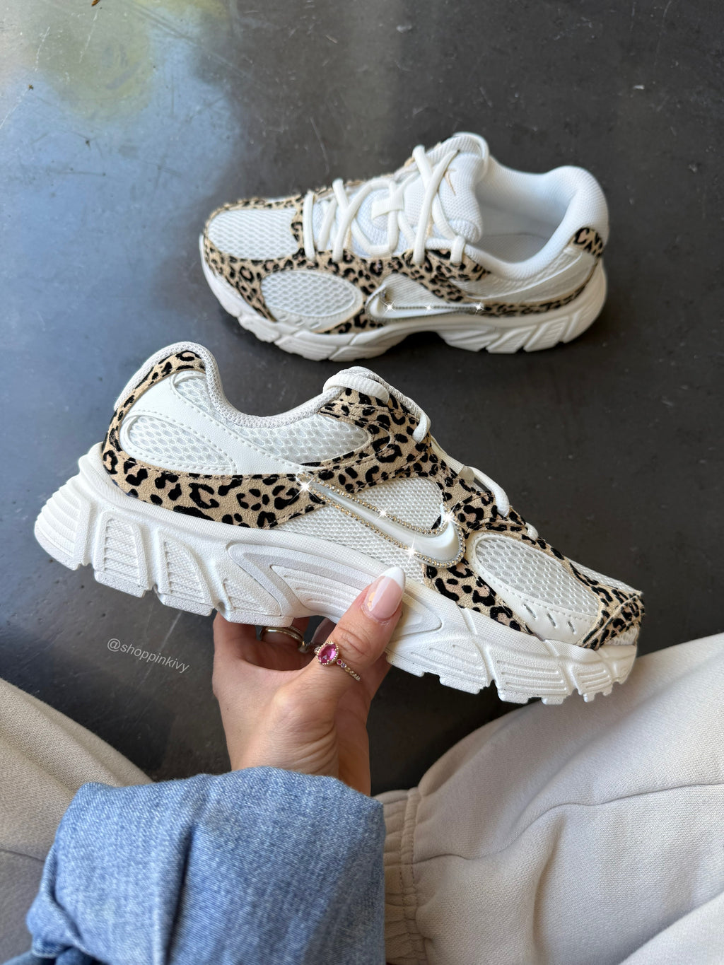 Zapatillas Nike Swarovski Leopardo Blanco para Mujer
