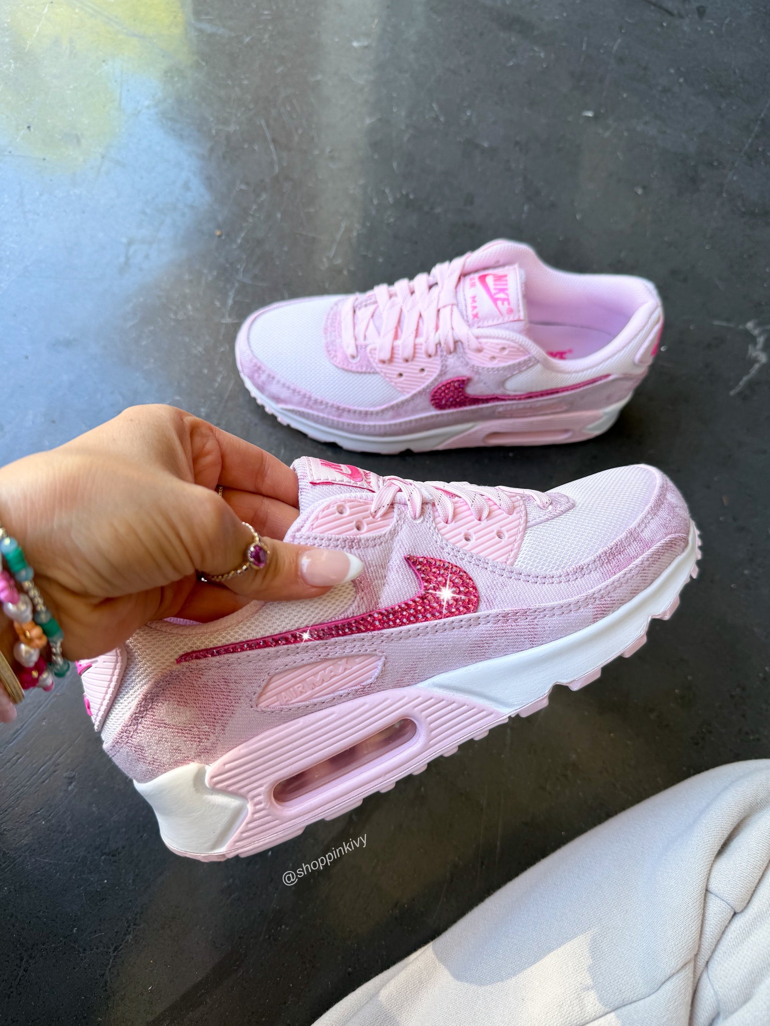 Pink Denim Swarovski Nike Air Max 90