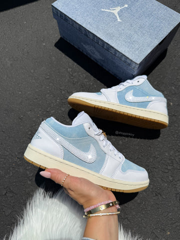 ✨NEW✨Denim Special Edition Swarovski Women’s Air Jordan 1 Low Shoes