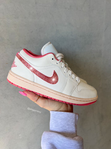 Coral Cream Swarovski Women’s Air Jordan Retro 1 Low Shoes