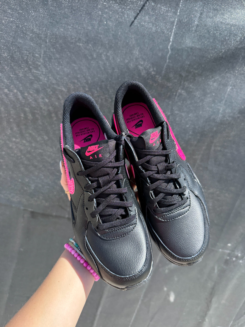 Black Hot Pink Swarovski Womens Nike Shoes