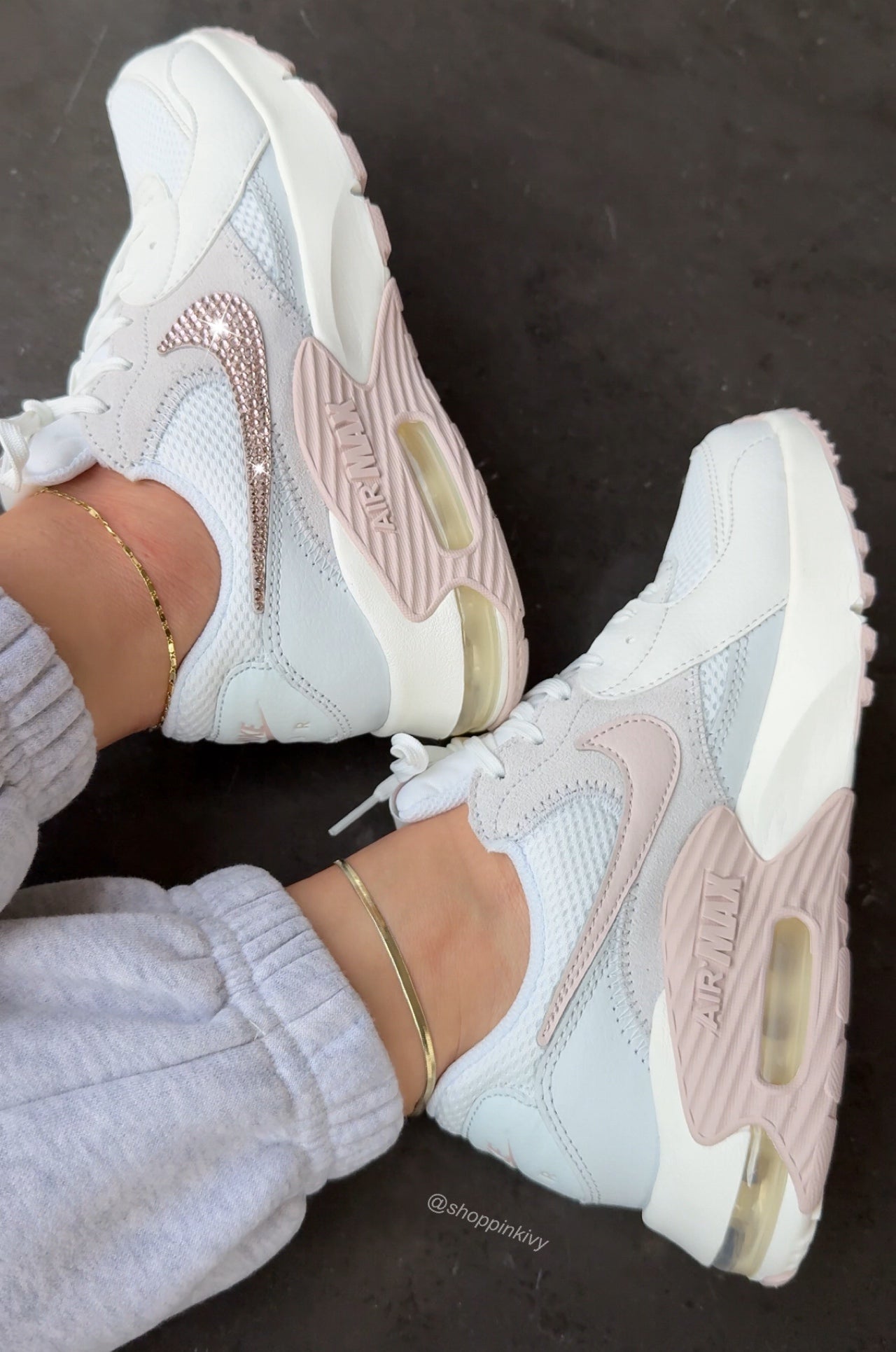 SIZE 7 White Blush Swarovski Womens Nike Shoes