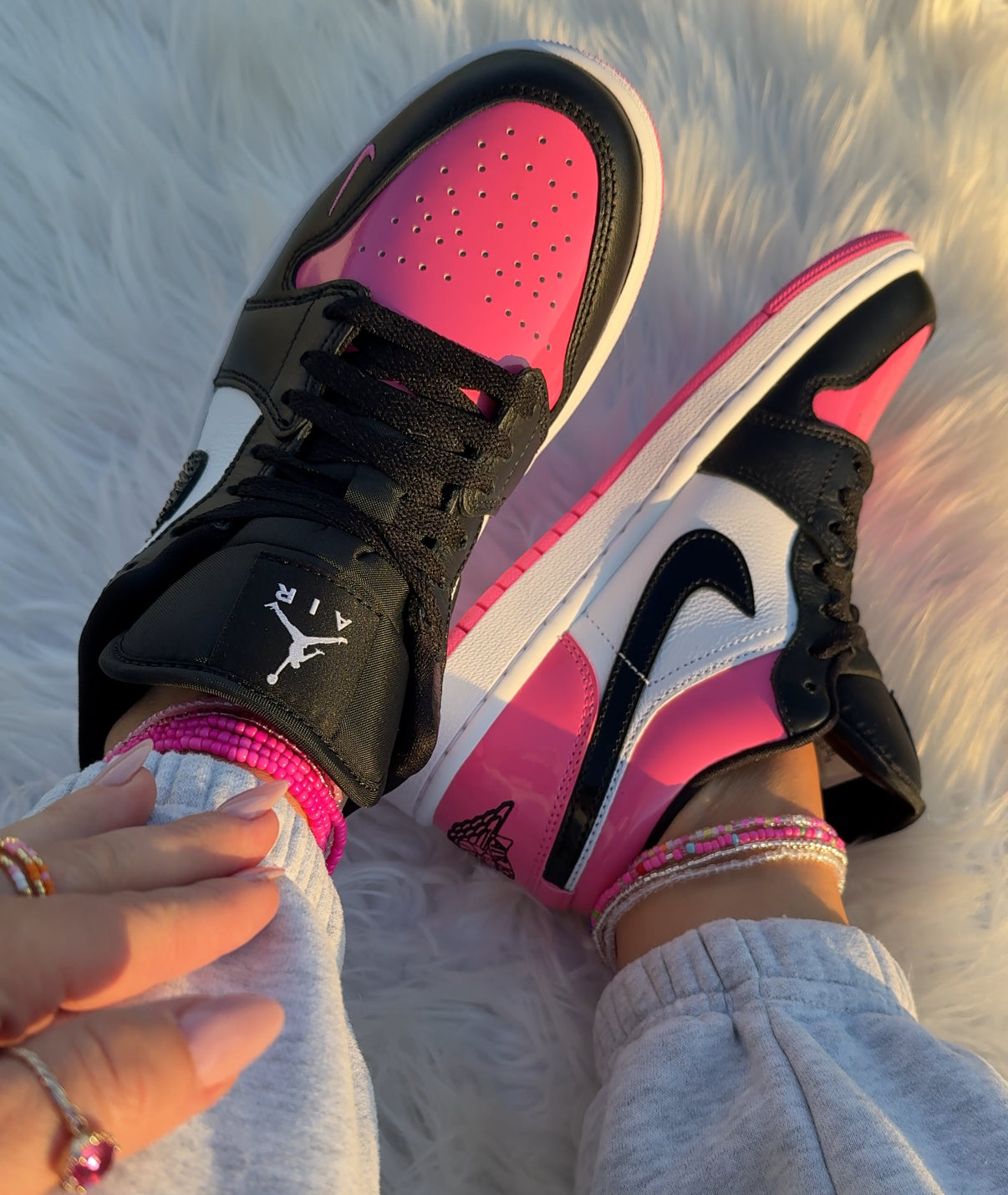 Bubblegum Pink Swarovski Women’s Air Jordan Retro 1 Low Shoes