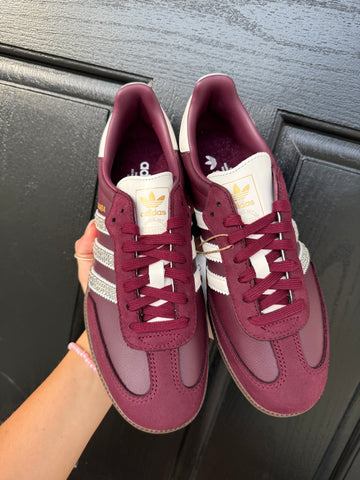SIZE 7.5 Maroon Swarovski Adidas Original Samba OG