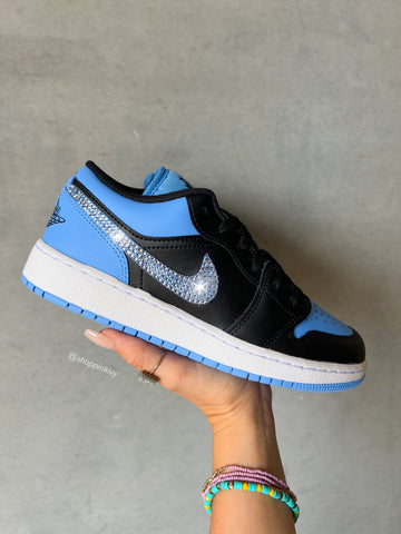 Blue Swarovski Women’s Air Jordan 1 Low Shoes