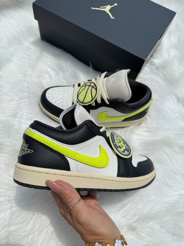Summer ‘25 Neon Swarovski Women’s Air Jordan 1 Low Shoes