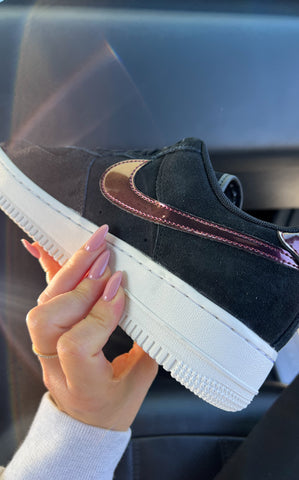 Fall Iridescent Black Suede Swarovski Womens Nike Air Force One