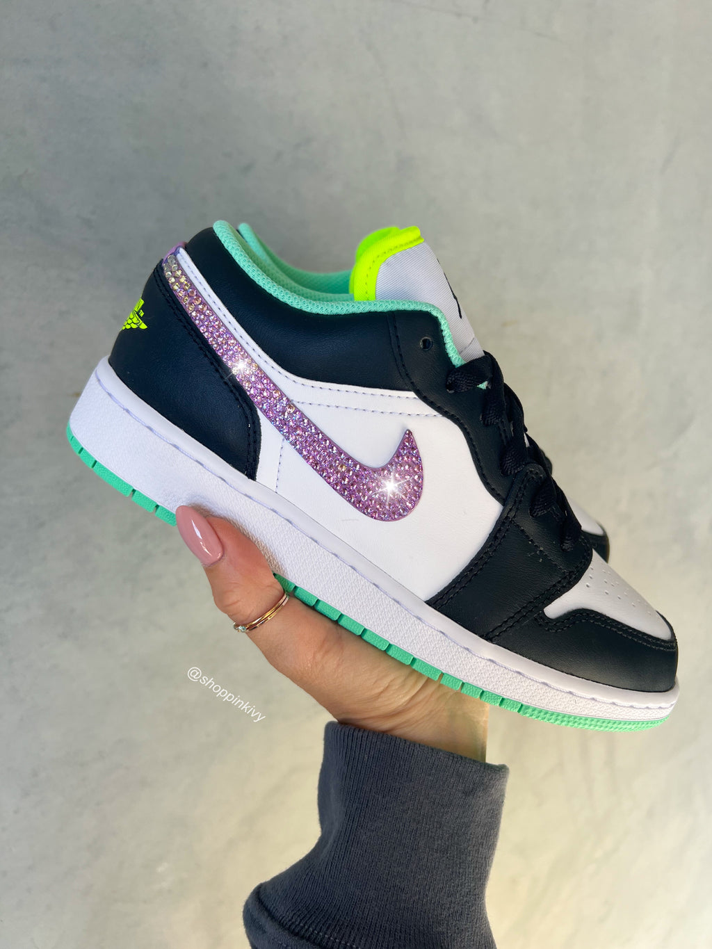 Rare Multi Colored Neon Swarovski Women’s Air Jordan 1 Low Shoes