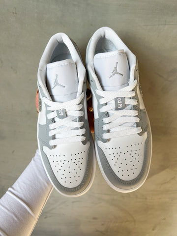 Ice Gray Swarovski Women’s Air Jordan 1 Low Shoes