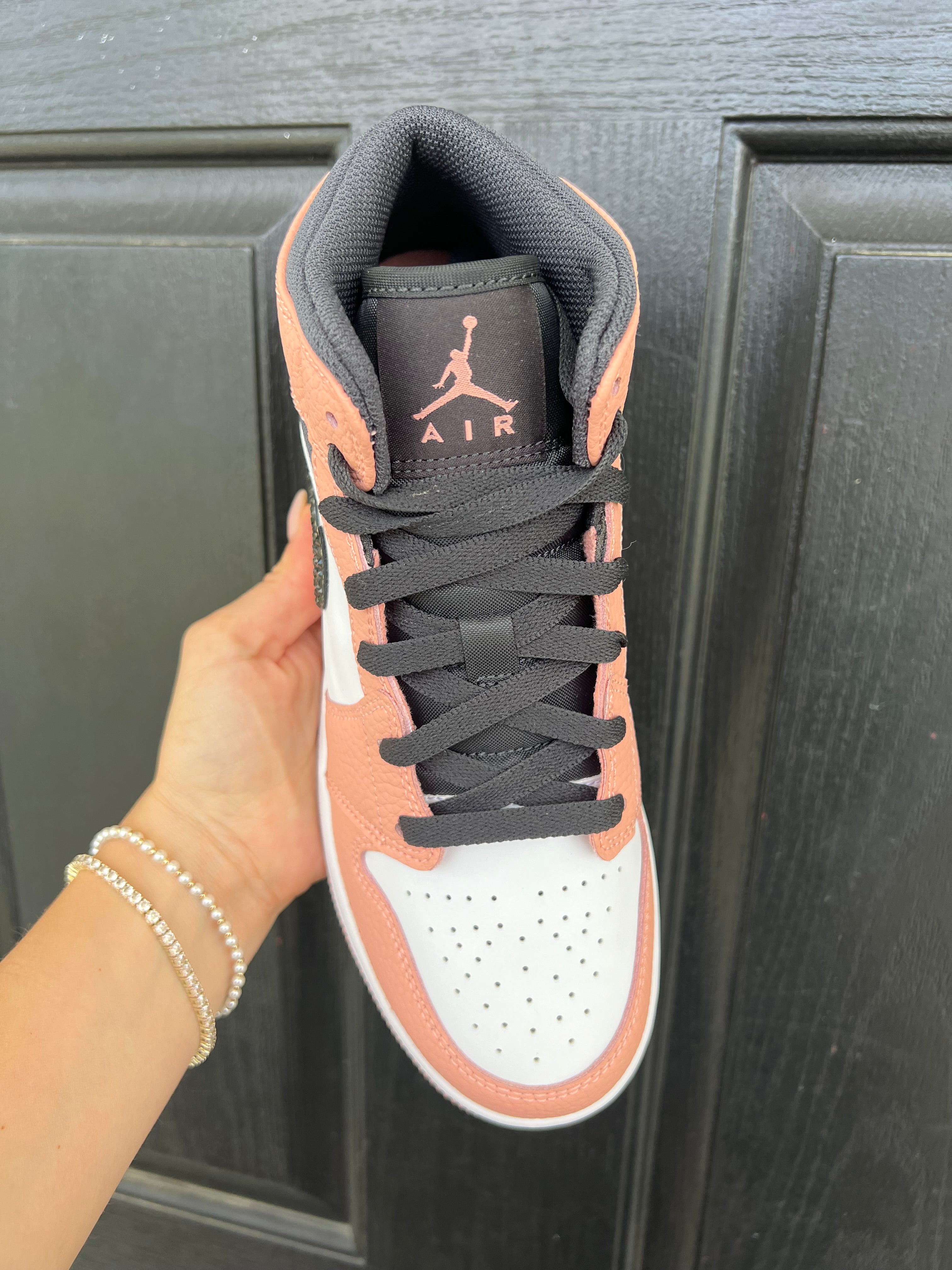 SIZE 7.5 Rust Peach Swarovski Women’s Air Jordan 1 Mid Shoes