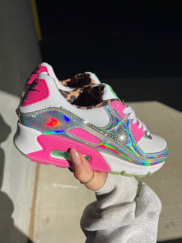 RARE 70’s Iridescent Leopard Swarovski Womens Nike Air Max 90