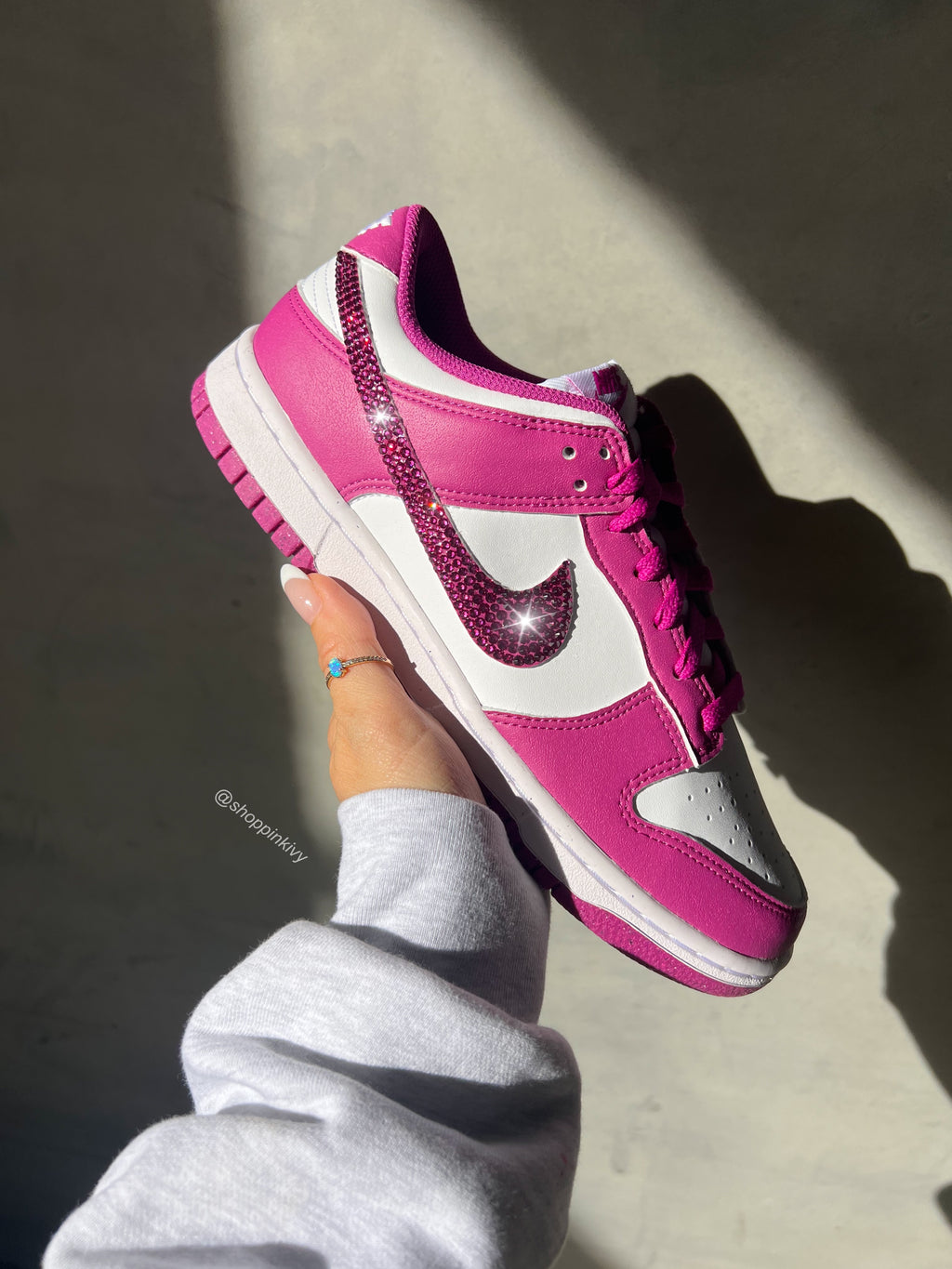 Fuchsia Pink Swarovski Womens Nike Dunk Shoes