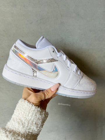 Edición especial Snowglobe Swarovski Zapatos Air Jordan 1 Low para mujer