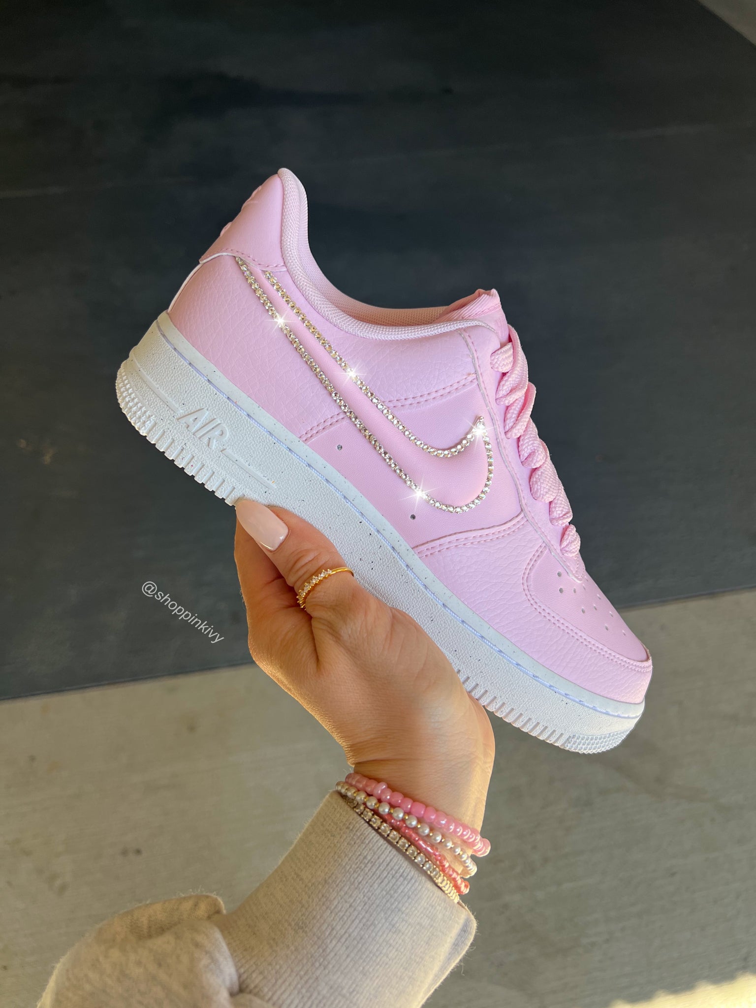 Pink Swarovski Outlined Nike Air Force
