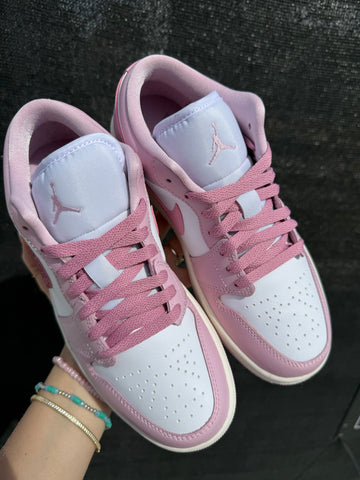 Women’s Pink Rose Swarovski Women’s Air Jordan Retro 1 Low Shoes