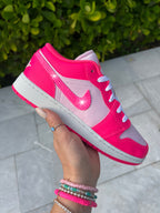 Neon Hot Pink Swarovski Women’s Air Jordan 1 Low Shoes