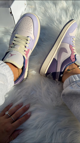 RARE Pink and Purple Swarovski Women’s Air Jordan Retro 1 Low Shoes