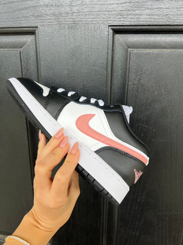 Black White Blush Swarovski Women’s Air Jordan 1 Low Shoes