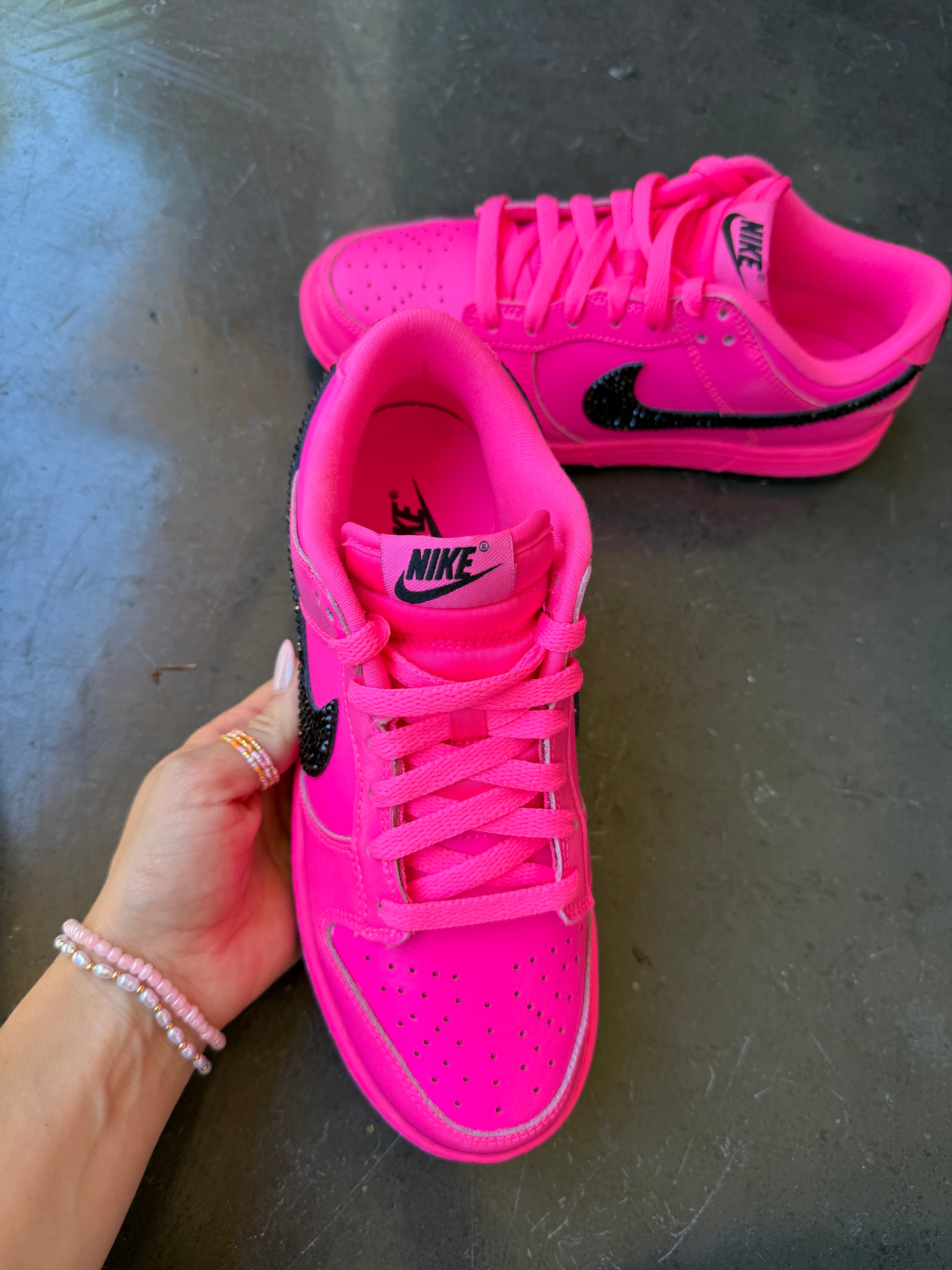 Hot Pink Swarovski Womens Nike Dunk Shoes