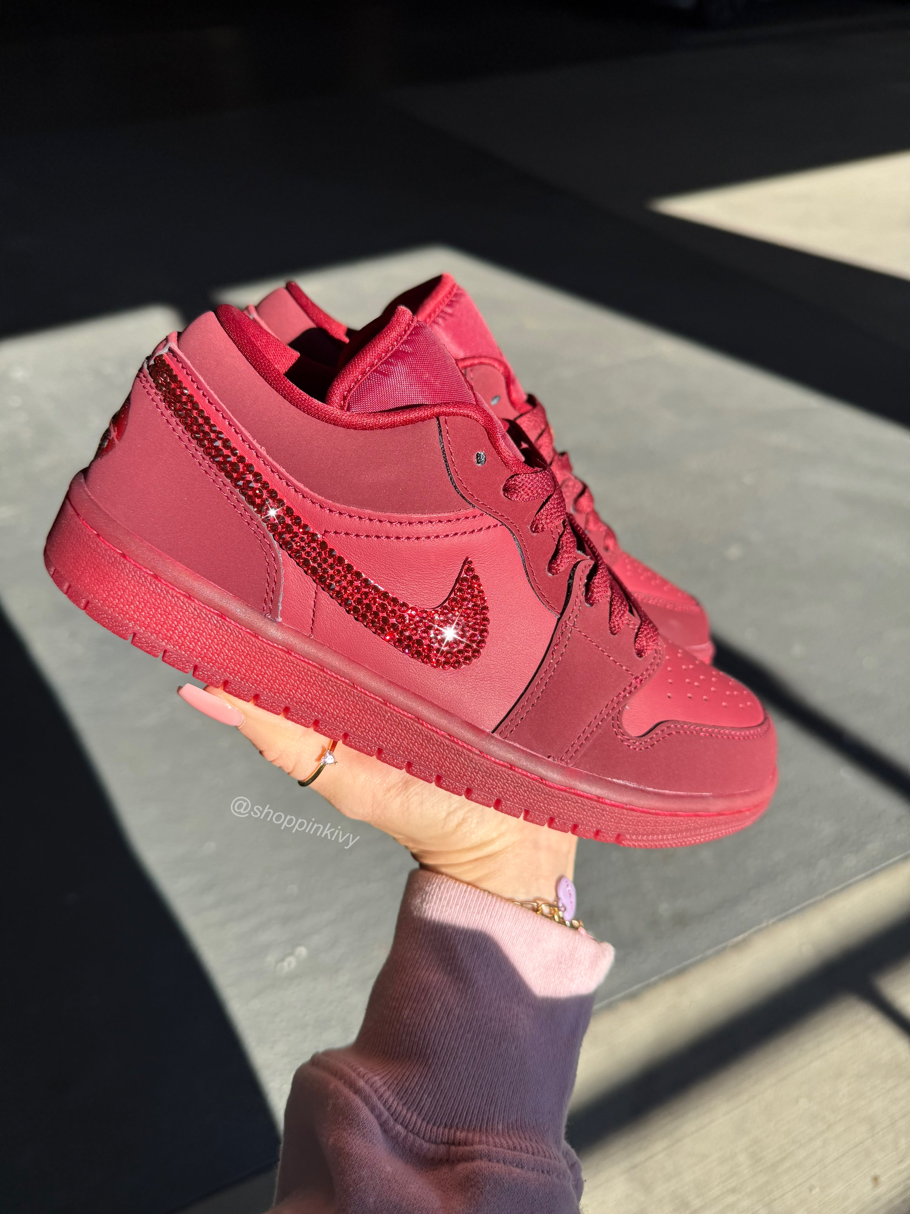 2026 Valentine’s Edition Red Swarovski Women’s Air Jordan 1 Low Shoes