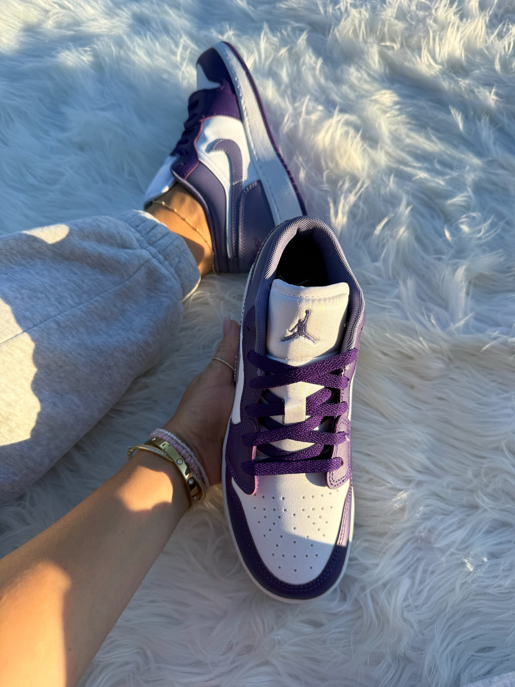 Purple Swarovski Women’s Air Jordan 1 Low Shoes