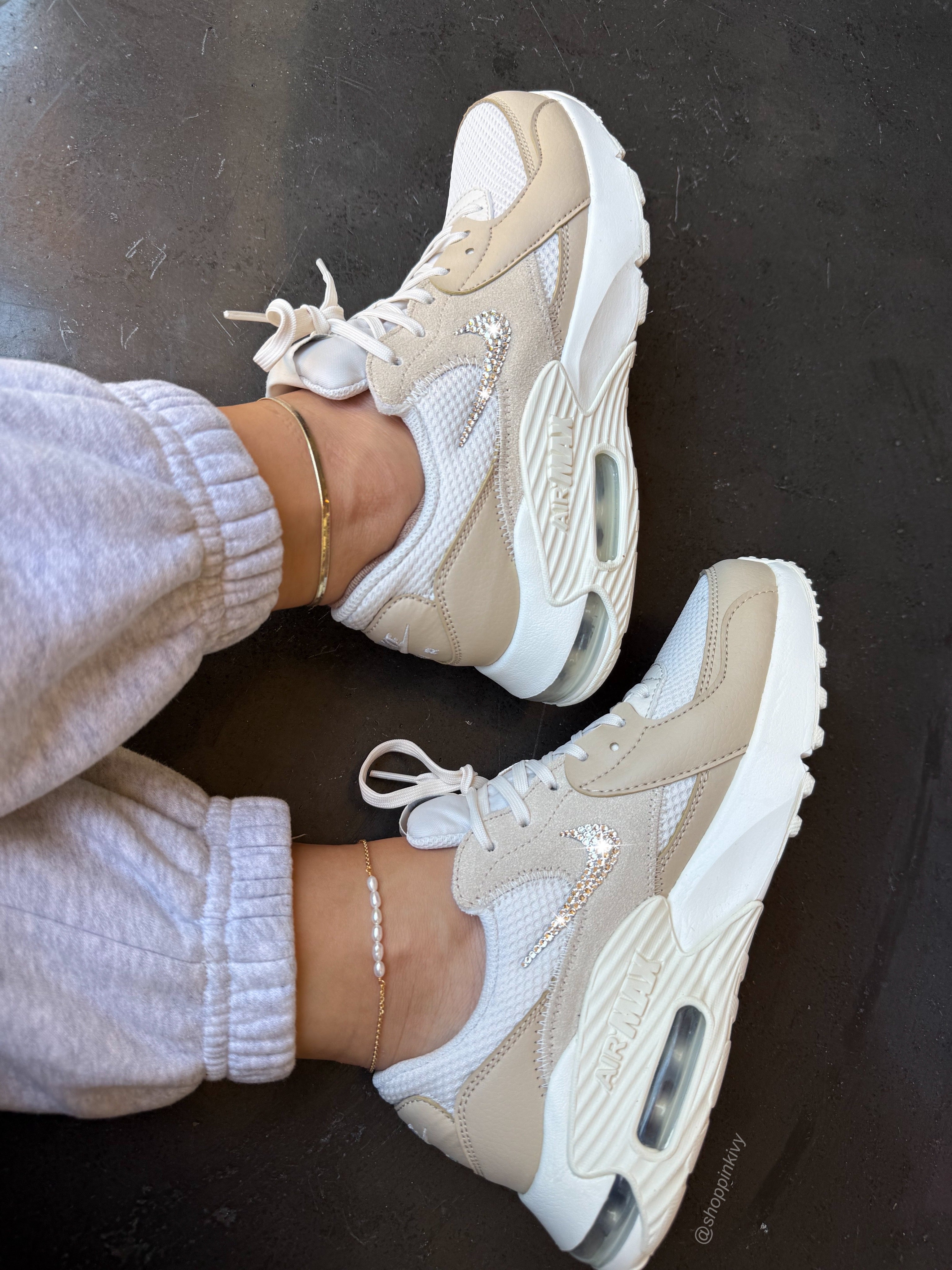 NEW Cream Sand Nike Swarovski Womens Nike Air Max