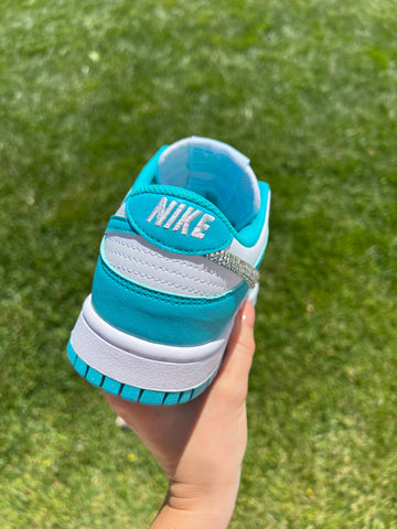 Teal Swarovski Womens Nike Dunk Shoes