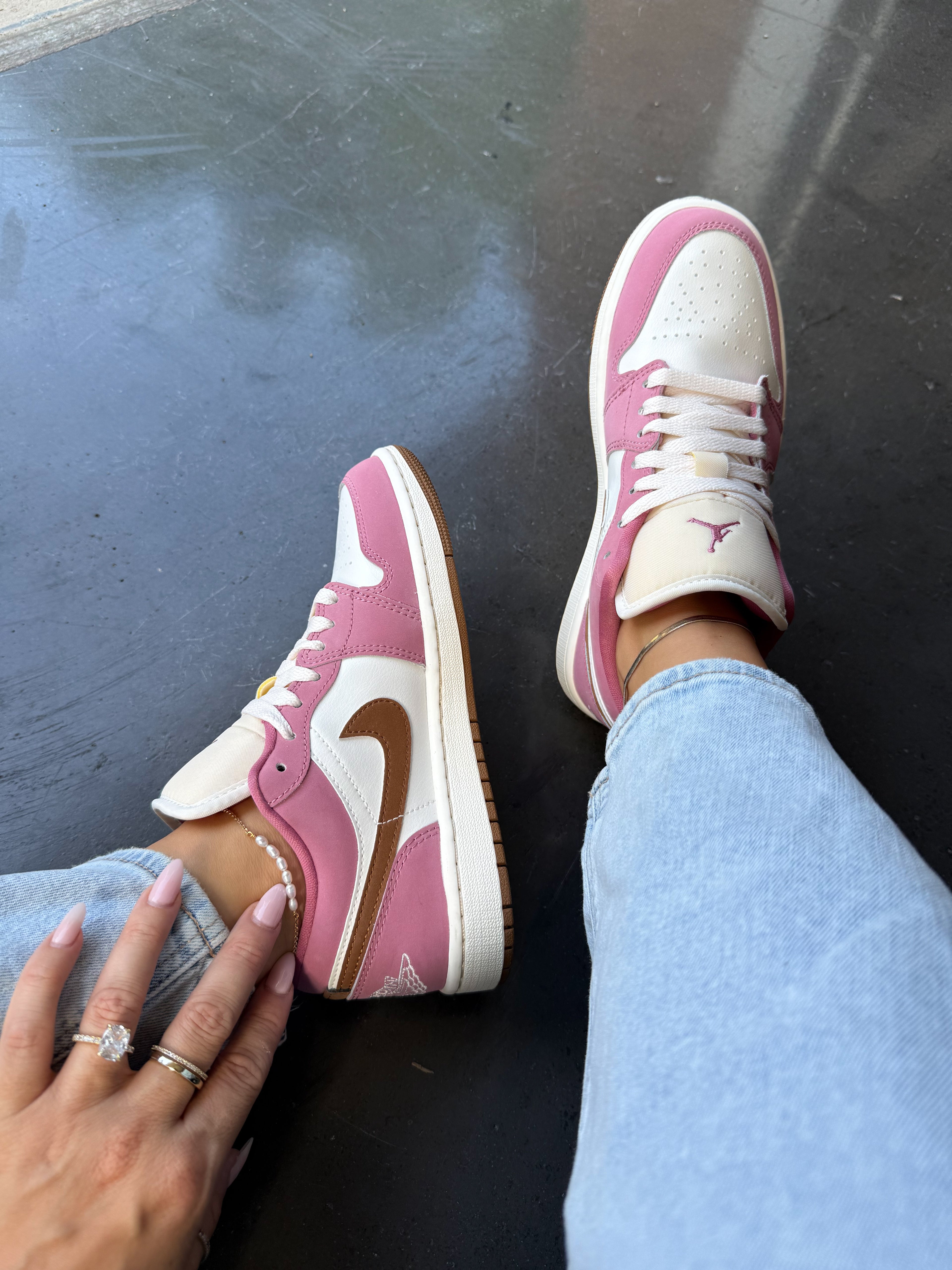 Fall Pink Gold Swarovski Women’s Air Jordan 1 Low Shoes